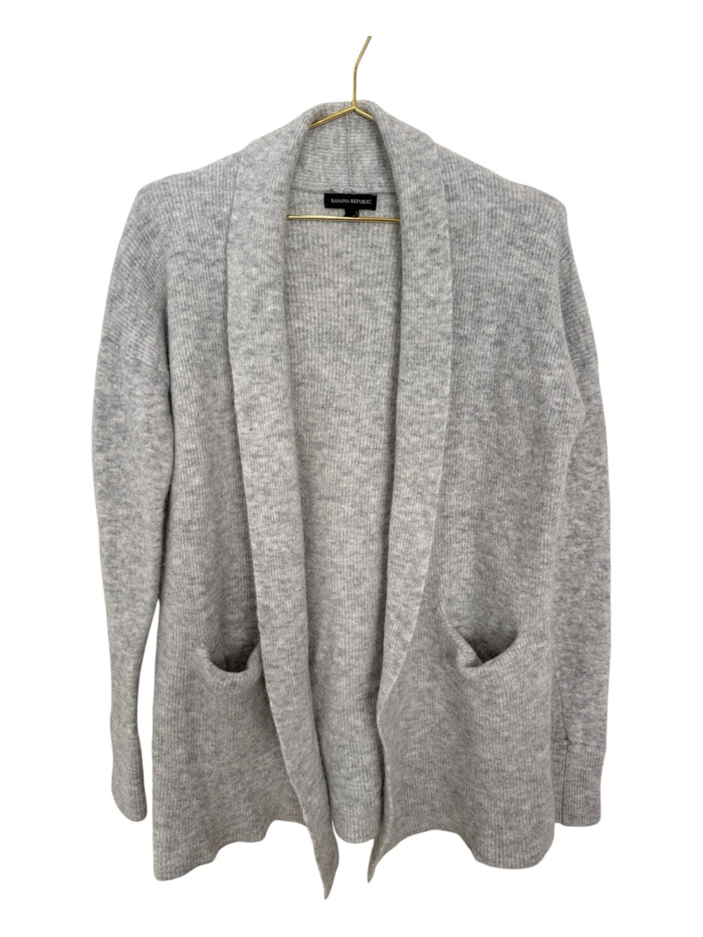 Banana Republic Merino Wool Alpaca Blend Open Front Shawl Cardigan Gray M